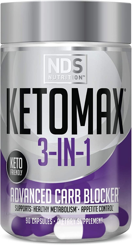NDS Διατροφή Advanced 3-σε-1 - χάπια Keto για την υποστήριξη της απώλειας λίπους Αποκλεισμός των υδατανθράκων Ορεκτικό Καταπιεστικό - Λευκό Kidney Bean, Chitosan, Raspberry Ketones, και Vanadium (90 κάψουλες)
