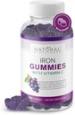Iron Gummies with Vitamin C - Μασώμενο συμπλήρωμα σιδήρου για την Αναιμία της Αναιμίας του Σιδήρου, Red Blood Cell Support, Energy, Immune Function, Brain Health, Max Απορρόφηση, Grape Flavor, 180 Vegan Gummies