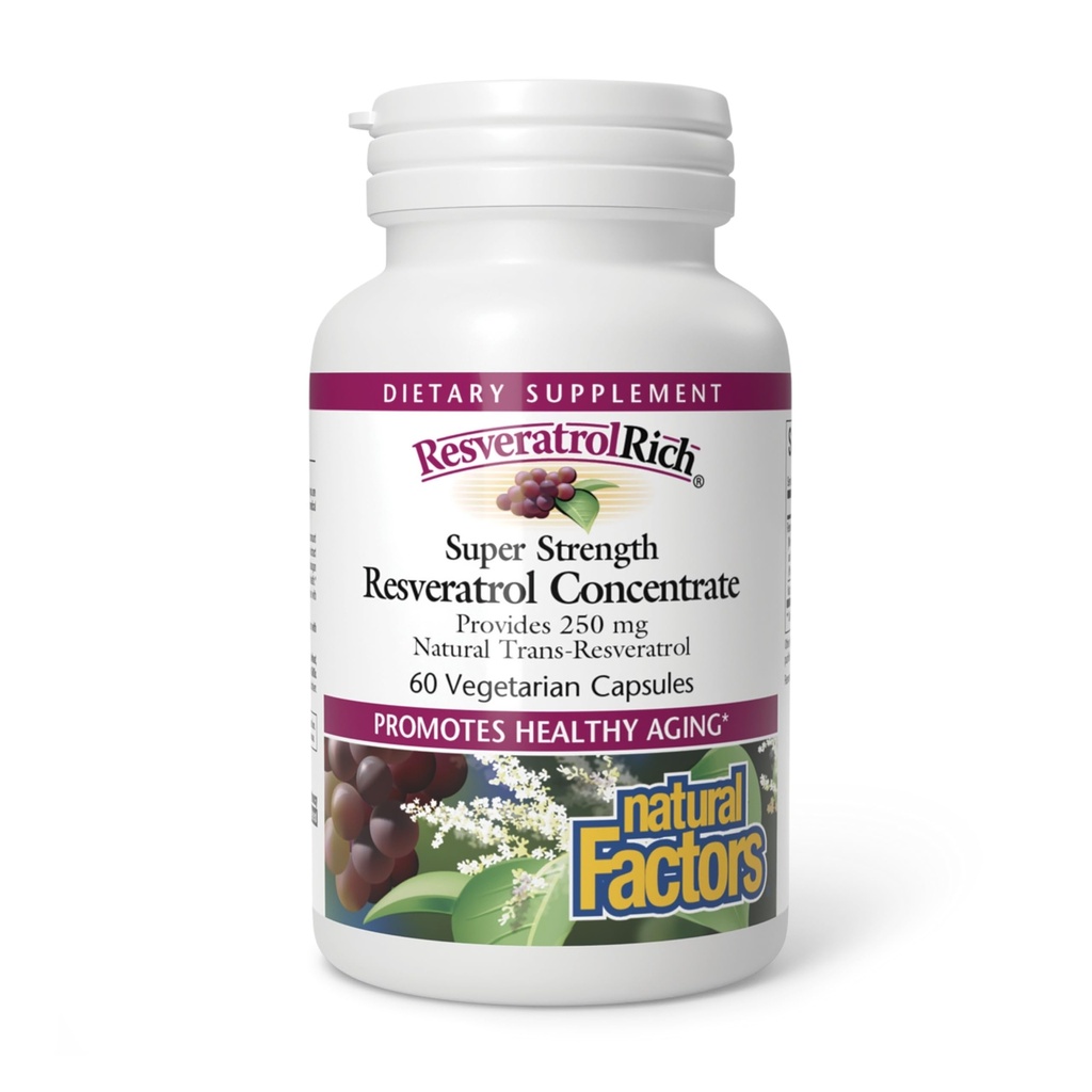 ResveratrolRich by Natural Factors, Super Strength Resveratrol Concentrate, Promotes Healthy Aging, 60 capsules (60 servings)
