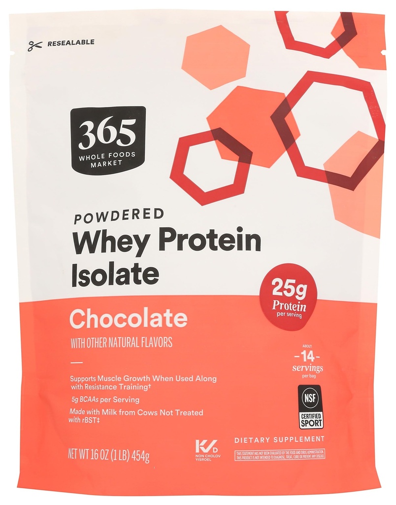 365 από το Whole Foods Market, Whey Protein Isolate, Σοκολάτα, 16 Ουγγιά
