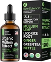Organic Mullein Drops for Lungs - Αναπνευστική Υποστήριξη & Ανακούφιση Mucus - Lung Detox for Smokers: Mullein Leaf Extract, Licorice, Ginger, Oregano & Nettle Leaf, Thyme - Lung Cleanse Herbal Extract, 2oz