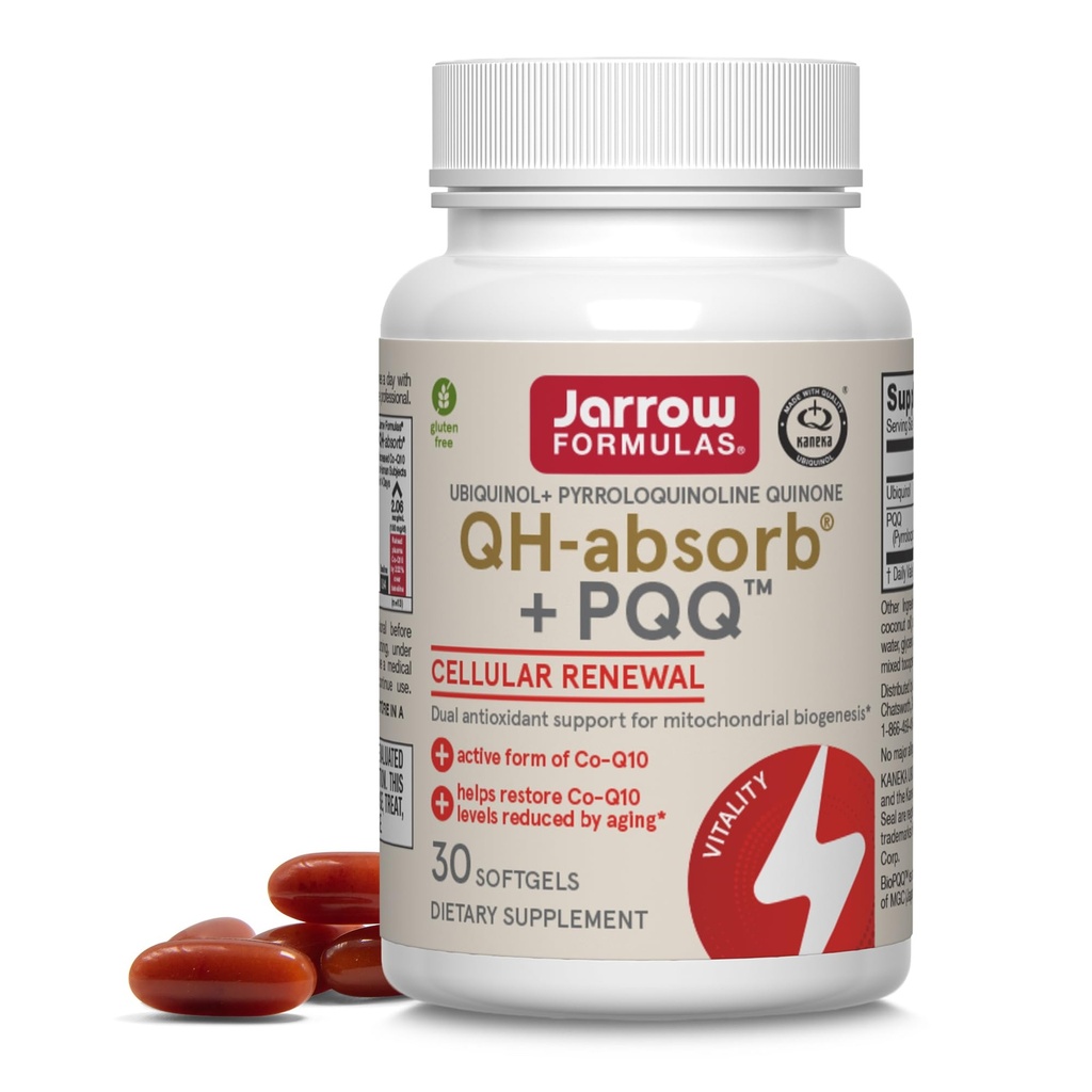 Jarrow Formulas QH-absorb + PQQ - 30 Softgels - Συμπλήρωμα διατροφής Υποστηρίζει Μιτοχονδριακή Βιογένεση, Παραγωγή Ενέργειας & Καρδιαγγειακή Υγεία - Έως 30 Υπηρεσίες