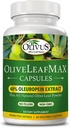 OliveLeafMAX Olive Leaf Extract (40% Oleuroepin) + Organic Olive Leaf Powder + No Fillers + 60 Vegetarian Capsules + Sourced from Spain and Manufactured in USA at GMP Facility