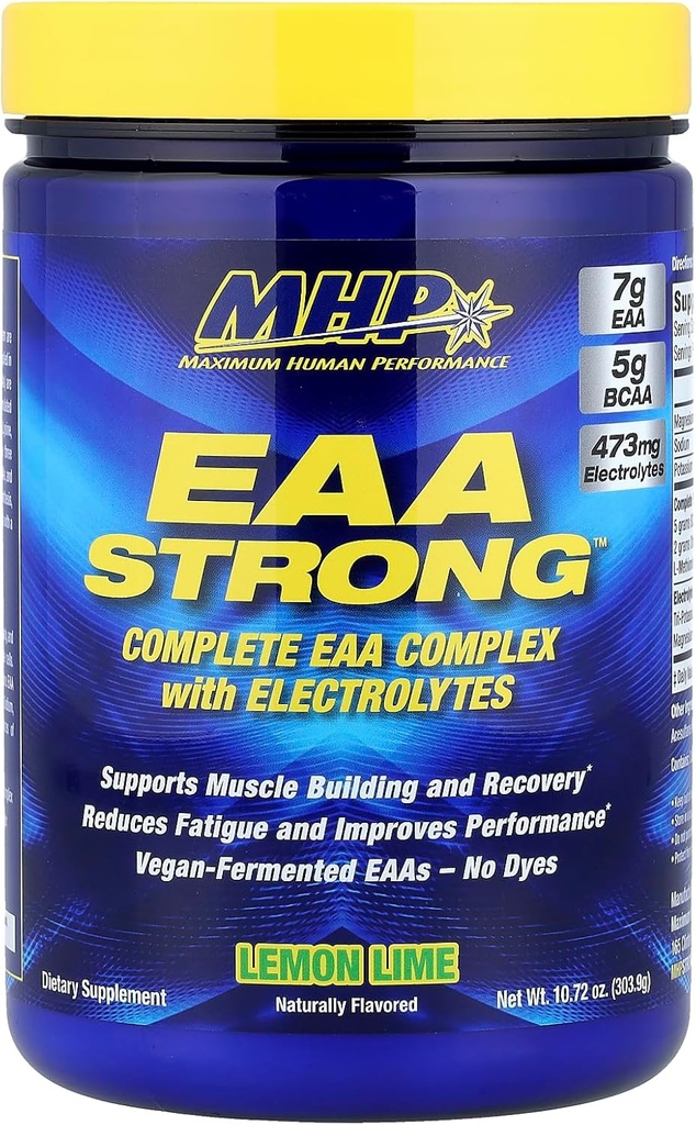 Maximum Human Performance Mhp Eaa Strong, All 9 Essential Amino Acid Supplements, Electrolytes, Lemon Lime