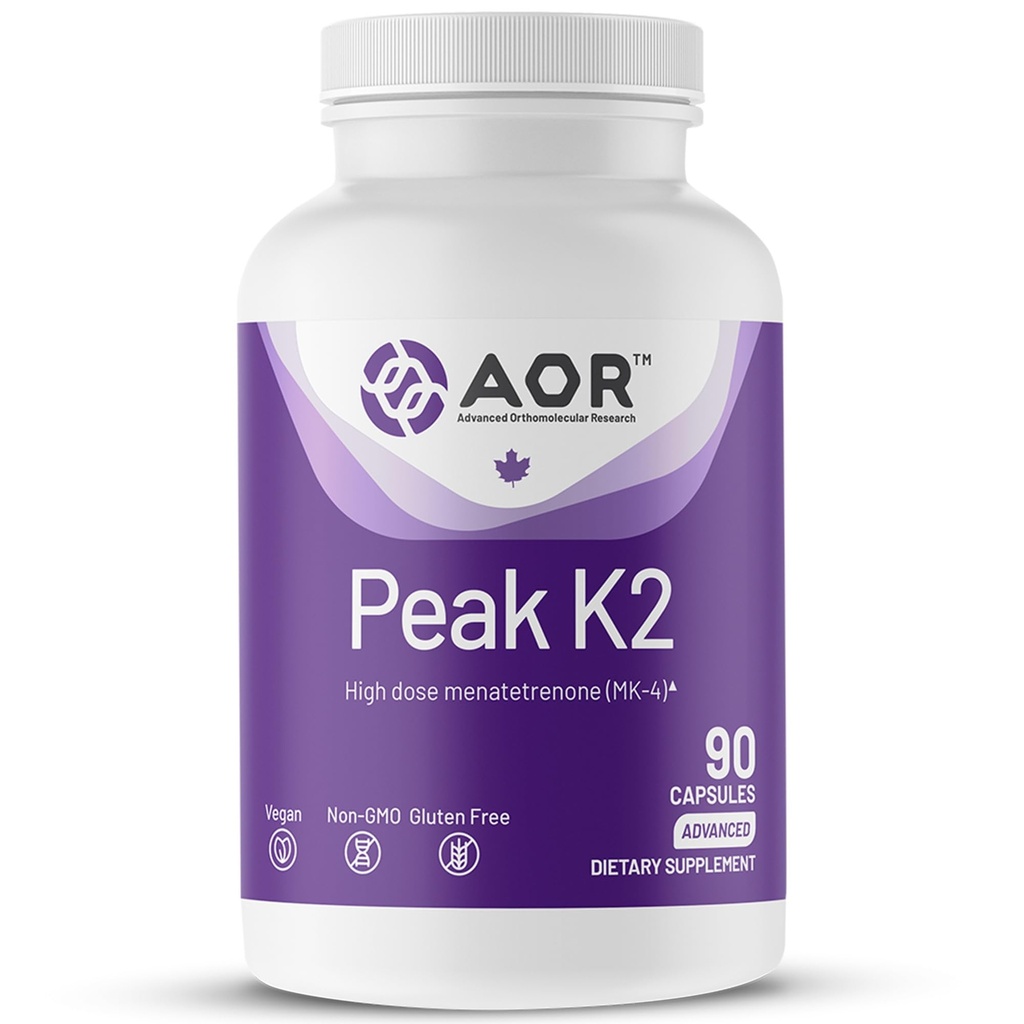 AOR Peak K2 Vitamin K2 MK-4, 90 Vegan Capsules, 30-90 Day Supply – Essential for Bone Structure