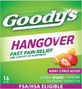 Σκόνη ανακούφισης από το Hangover του Goody, Διπλή Δράση Γρήγορος Πονοκέφαλος Ανακούφιση του πόνου με ασπιρίνη και καφεΐνη, Berry Citrus Flavor, 16 Count