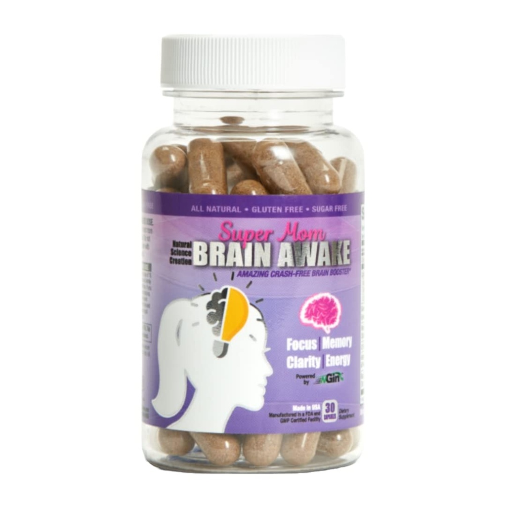 Super Mom Brain Awake Χάπια Φυσικής Ενέργειας για τις γυναίκες - Booster εγκεφάλου συμπλήρωμα για εστίαση, μνήμη, σαφήνεια, ενέργεια (Nootropics Brain Support Supplement & Focus Supplement - 30 Day Supply)