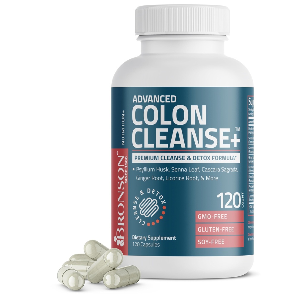 Bronson Advance Colon Cleanse Premium Cleanse & Detox Formula με Psyllium Husk, Senna Leaf, Cascara Sagrada, Ginger Root, Licorice Root & More, Non-GMO, 120 κάψουλες