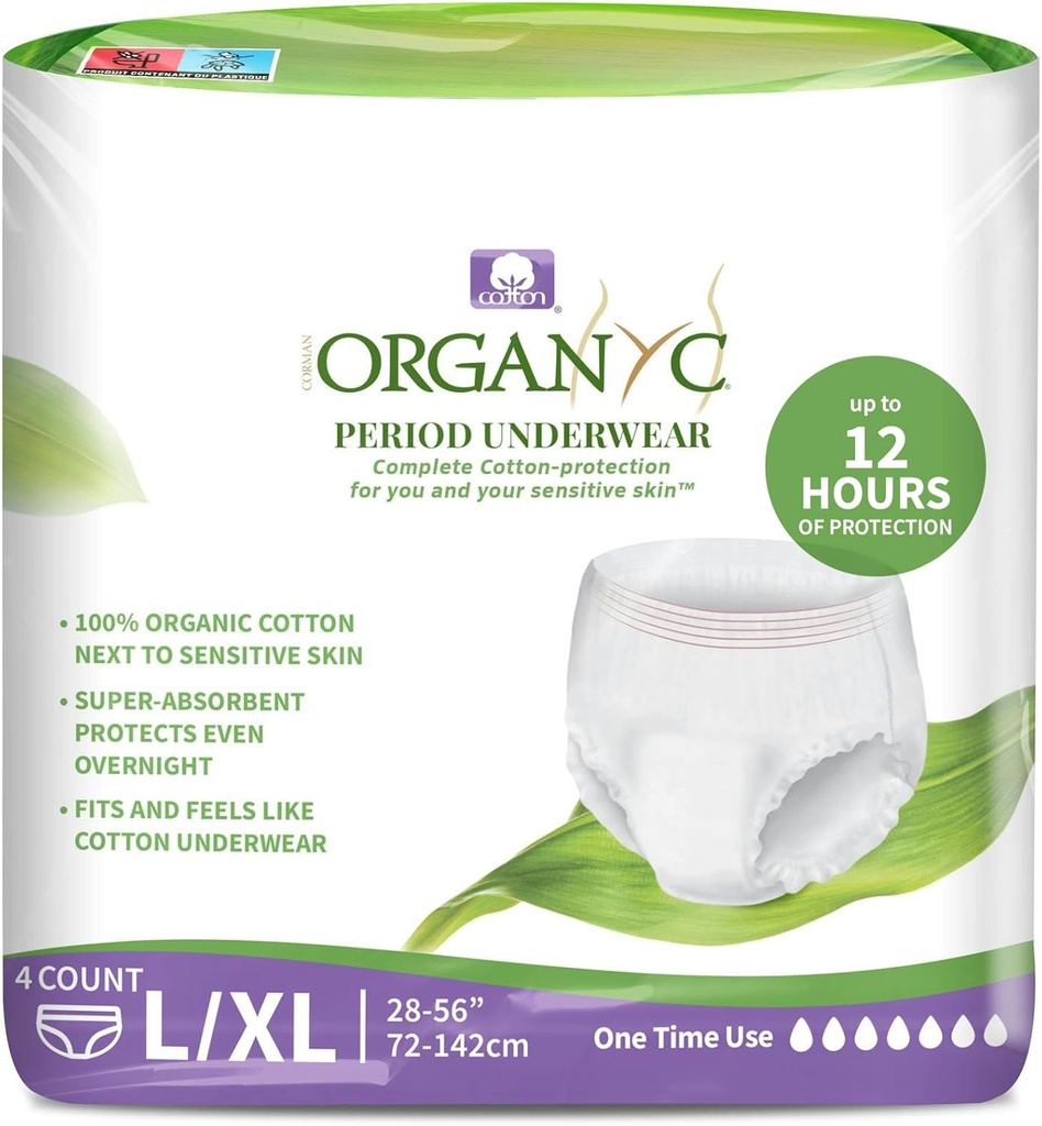 Organyc Certified Organic Cotton Disposable Period Εσώρουχα για Ευαίσθητο Δέρμα 12 Ώρες Πλήρης Προστασία