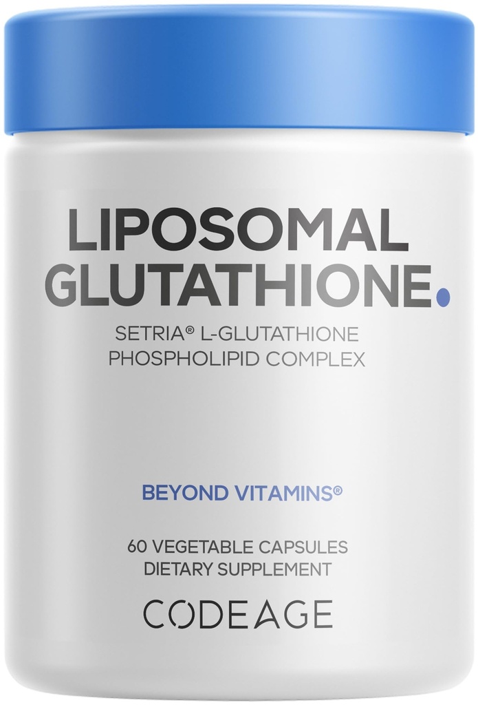 Codeage Liposomal Glutathionone Supplement - Pure Μειωμένη Setria L-Glutathione, Liposomal Delivery, Phospholipid Complex - Ενθυλακωμένα χάπια σκόνης Glutathion - Vegan, Non-GMO - 60 κάψουλες