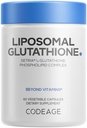 Codeage Liposomal Glutathionone Supplement - Pure Μειωμένη Setria L-Glutathione, Liposomal Delivery, Phospholipid Complex - Ενθυλακωμένα χάπια σκόνης Glutathion - Vegan, Non-GMO - 60 κάψουλες