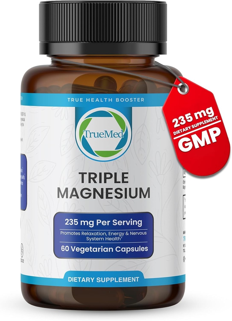 Triple Magnesium Supplement, 235mg, Dimagnesium Malate, Κιτρικό, Χηλικό Λυσιακό, 60 κάψουλες, Υποστηρίζει τον ύπνο, τη μυϊκή χαλάρωση, την υγεία των οστών και της καρδιάς, την ενέργεια και τη λειτουργία των νεύρων, USA Made