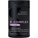 Sports Research® Vitamin B-Complex - Full Spectrum των βιταμινών Β με μεθυλιωμένο B12 & Folate - Χωρίς γλουτένη · Plant-Based · Non-GMO · Vegan-Friendly Formula - 120 Veggie Softgels