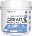 Revival Premium Micronized Creatine Monohydrate - HPLC Tested 100% Pure Grade - 500g (100 Servings) - Supports Lean Muscle Growth - Maximum Absorption - Unflavored - Made in USA & 3rd Party Lab Tested
