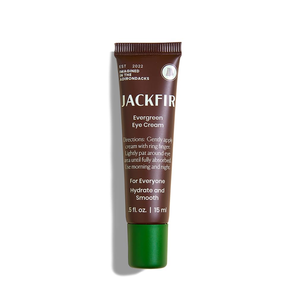 Jackfir Η Evergreen Κρέμα ματιών, φυσική κρέμα ματιών για τους άνδρες, βοηθά στη μείωση της ελαφρότητας και φωτεινό κάτω από μαύρους κύκλους ματιών, EWG Επαληθευμένο, οργανικά συστατικά, για όλους τους τύπους δέρματος, 0.5 Fl Oz