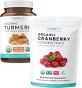 Turmeric & Cranberry Powder (3-Month Supply) Berry Turmeric Blend Bund Bund of Organic Turmeric Curcumin with Black Pepper & Ginger (120 Caps) & Organic Cranberry Concentrate Powder Extract (100 Scoop)