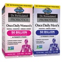 Κήπος Ζωής Προβιοτικό Bundle: Dr. Formulated Once Daily Women’s & Men's Probiotics, 50 Billion CFU Ράφι σταθερό, μη GMO Προβιοτικό για άνδρες & γυναίκες με προβιοτικές ίνες, 30 κάψουλες κάθε μία