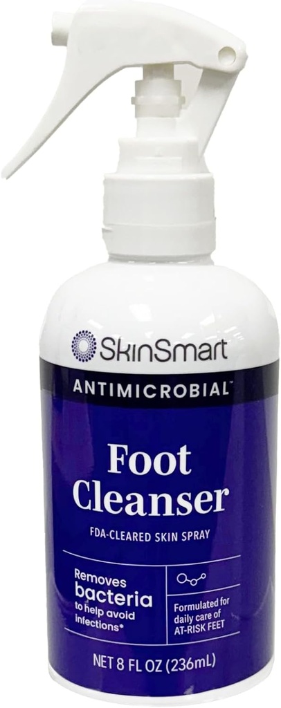 SkinSmart Daily Foot Cleanser για τα πόδια κατά το κίνδυνο, Αφαιρεί τα βακτήρια για να βοηθήσει στην αποφυγή λοιμώξεων, 8 ουγγιά σπρέι