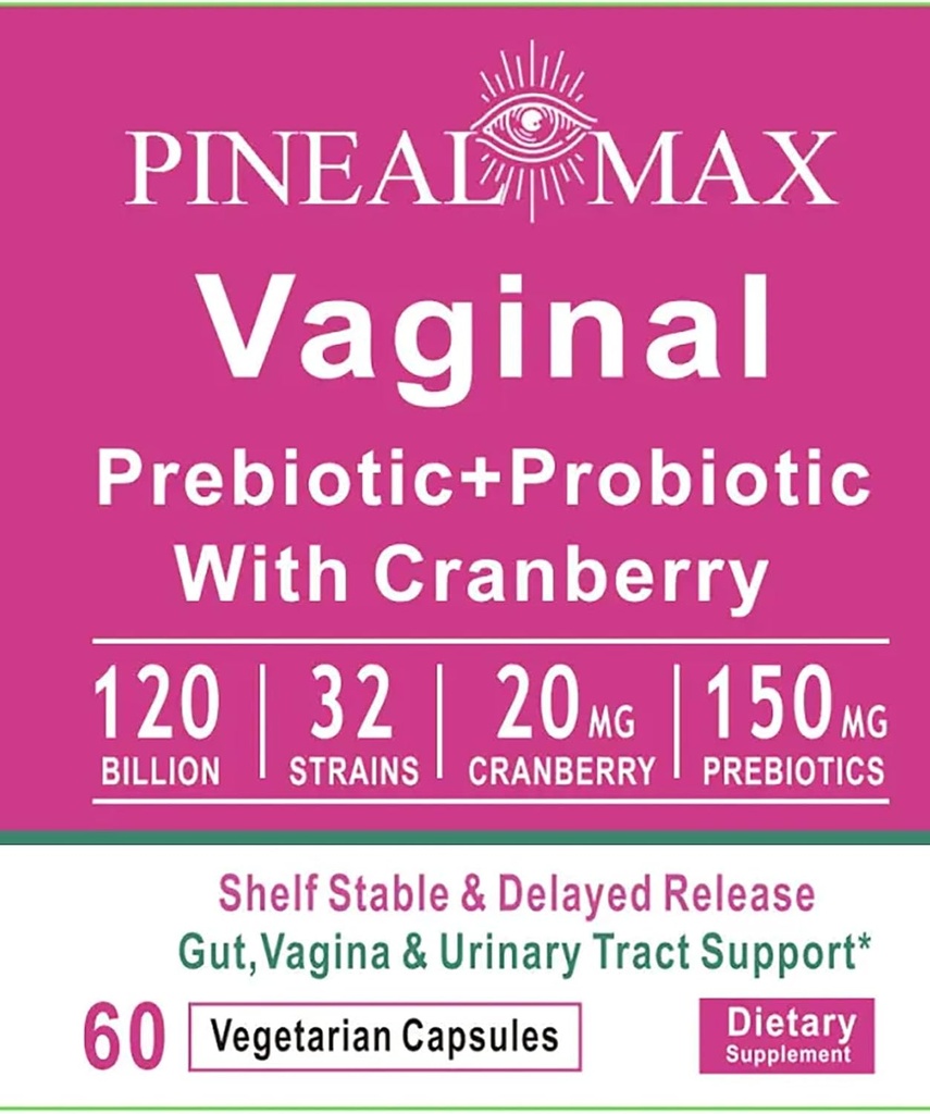 Vaginal Prebiotic+Probiotic with Cranberry, 120 Billion CFU, 32 Strains, 150mg Prebiotics