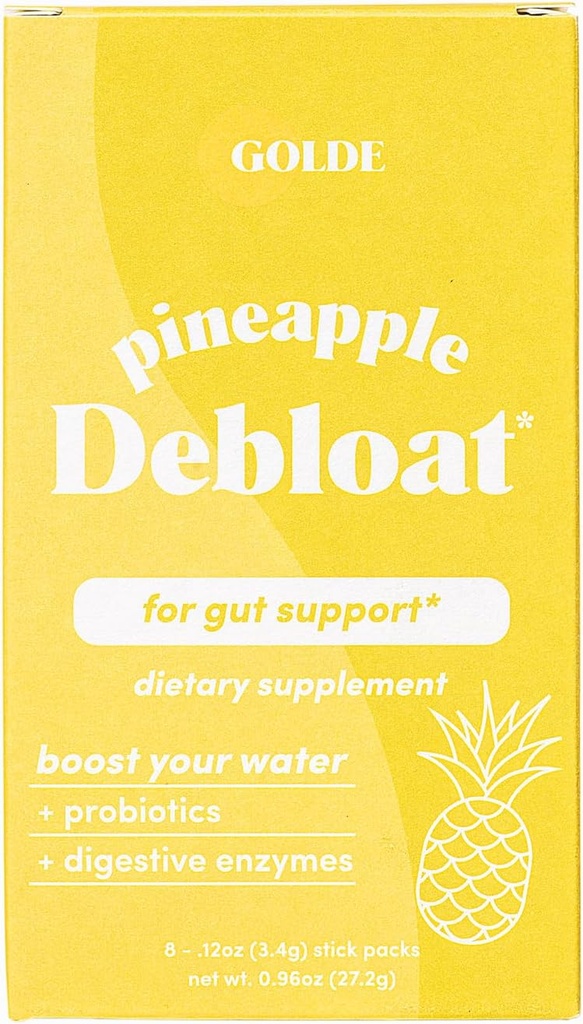 GOLDE Pineapple Debloat - Probiotic Supplement for Natural Bloat Relief and Lasting Digestive Balance - Vegan, Keto, Low-Sugar - 8 Υπηρεσίες