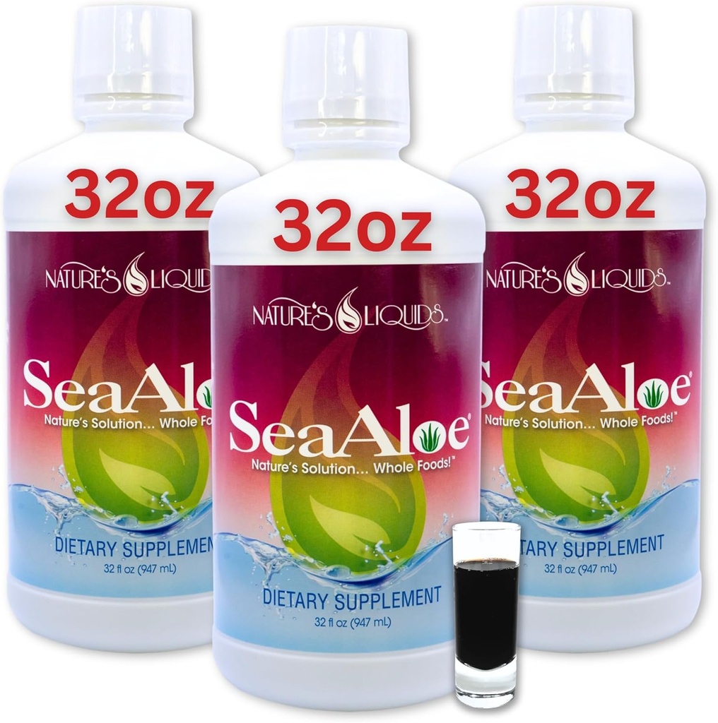 Υγρά της φύσης Aloe Vera Juice Oceanic Elixir - Ιδιοταγής Βοτανική Blend για Thyroid, Digestion και ανοσοποιητική υποστήριξη, 32oz (πακέτο των 3)