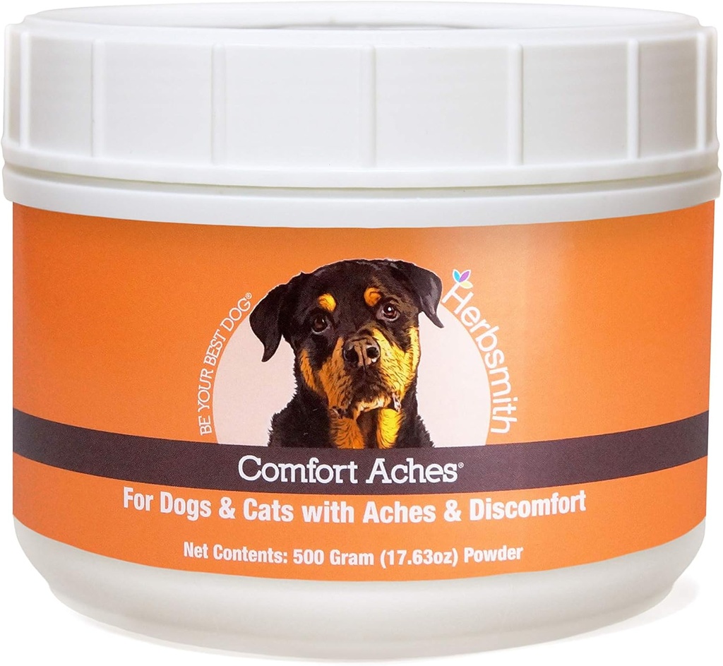Herbsmith Comfort Aches – Αρωματικός πόνος για σκύλους + γάτες – Για Pet Aches + Πόνους – Συμπλήρωμα κατά της φλεγμονής – 500g σκόνη