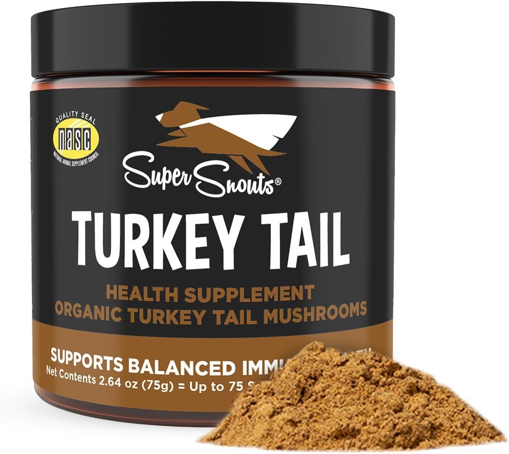 Super Snouts Turkey Tail Mushroom Supplement Powder for Dogs & Cats (2,64 oz) - Βιολογικό, Κατασκευασμένο στις ΗΠΑ Αντιοξειδωτικό & Υποστήριξη φλεγμονών, Ανοσολογική Υποστήριξη