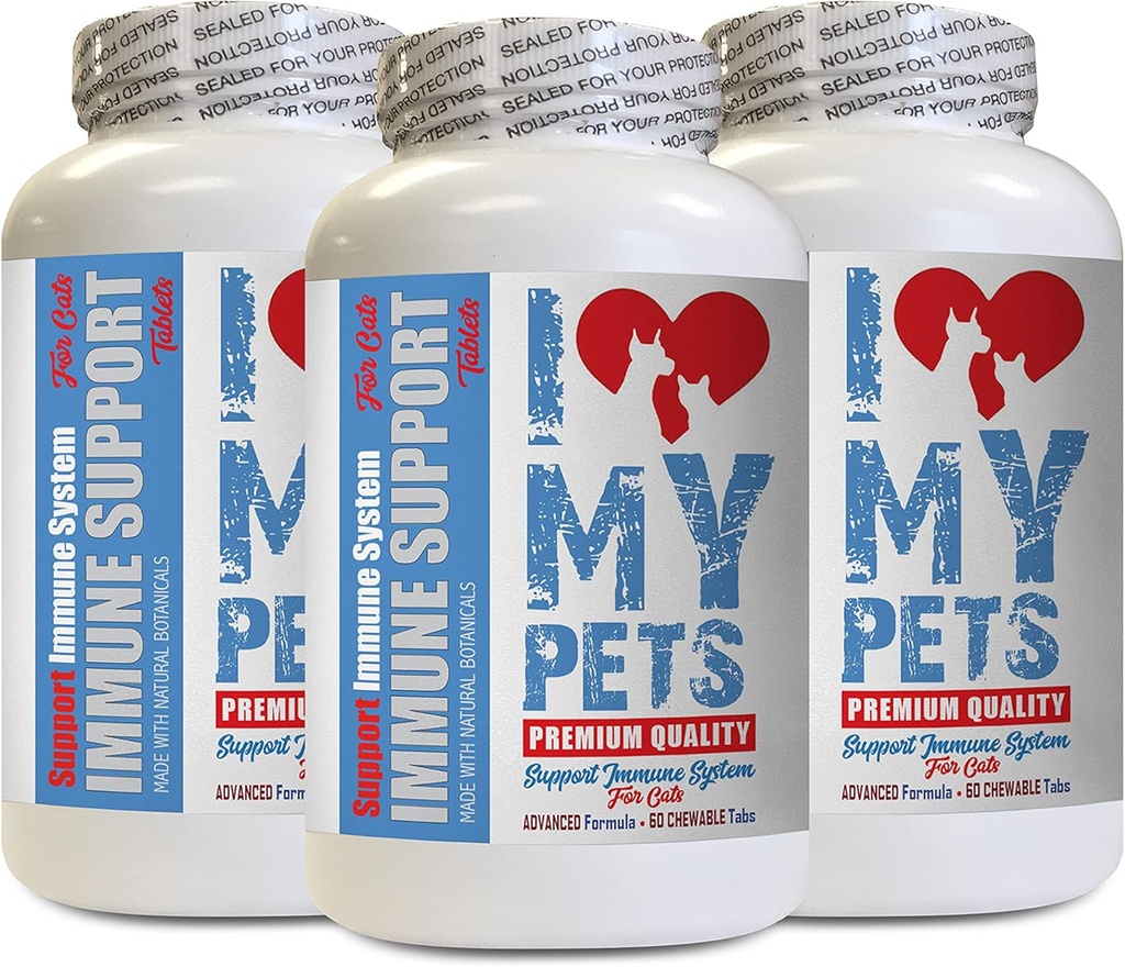 ΑΓΑΠΩ ΤΟ PETS LLC ανοσοποιητικό σύστημα για γάτες - CAT ανοσοποιητική υποστήριξη - Booster - Υγιεινό συμπλήρωμα - γάτα αλλεργικά μάσημα - 180 Θεραπείες (3 μπουκάλια)