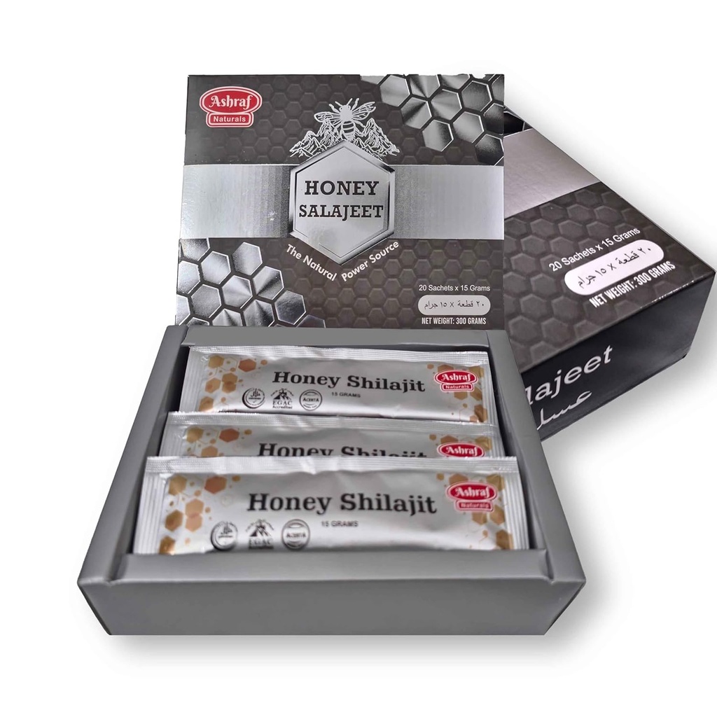 Φυσικό Silajit Honey Sticks 15 Gram Κάθε 20 Sticks - Shilajit Resin με καθαρό ωμό μέλι, Fulvic Acid & Trace Minerals, Φυτικά θρεπτικά συστατικά για την ενέργεια, τη ζωτικότητα και την ανοσοποιητική υποστήριξη