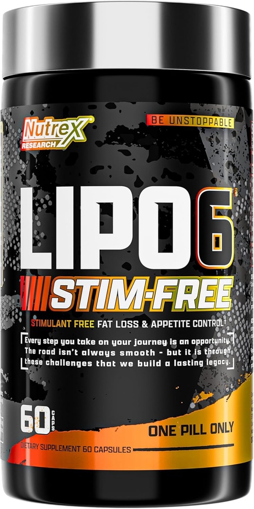 Nutrex Research Lipo6 Stimulant Free Weight Loss & Appetite Suppressant Diet Pills – Thermogenic Belly Fat Burner, Combat Cravings, Boost Metabolism – 60 Servings
