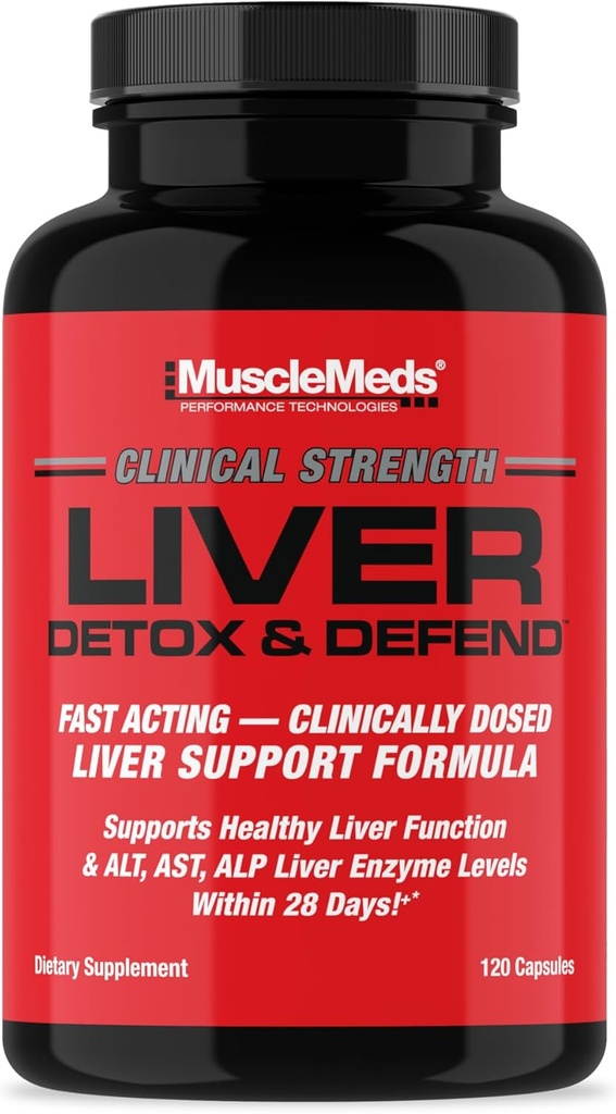 MuscleMeds Liver Detox & Defend, Cleanse, Repair Formula - Herbal Liver Support Supplement, NAC, Silymarin Milk Thistle, 60 Servings