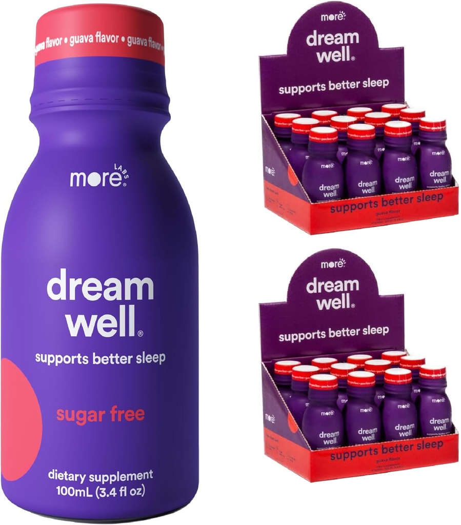 Περισσότερα Εργαστήρια Dream Well, 5MG Μελατονίνη Ολιστική Λύση Ποτού Ύπνου, Μη-Habit Forming with 5HTP, Lemon Balm, Jujube Seed, Glycine (Pack of 24)