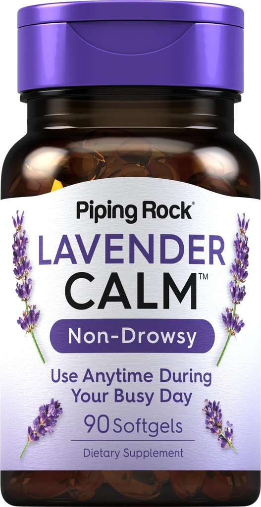 Piping Rock Lavender Calm Pills | 90 Softgels | Non-Drowsy Supplement | Non GMO, Gluten Free