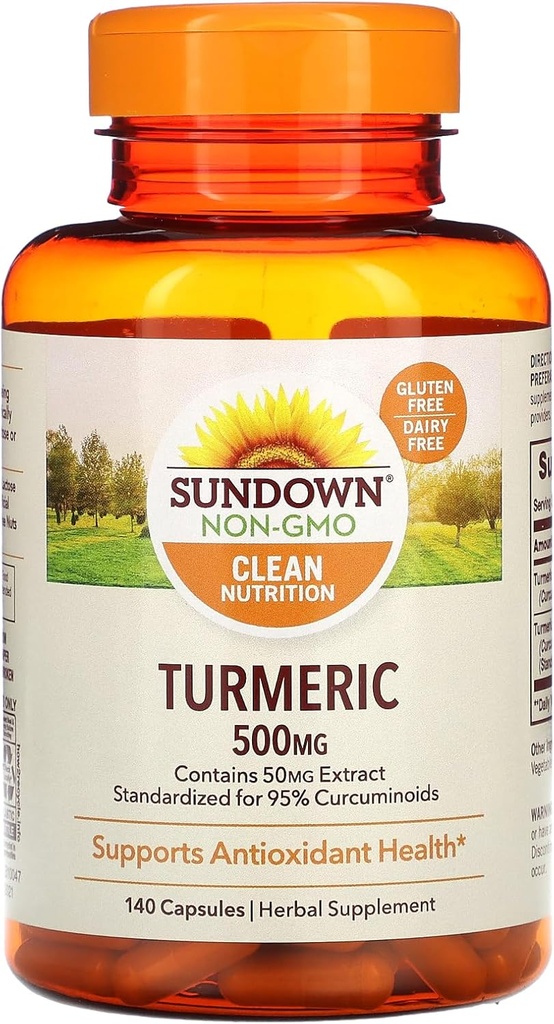 Sundown Turmeric Supplement, 500 mg, Supports Antioxidant Health, 140 Capsules