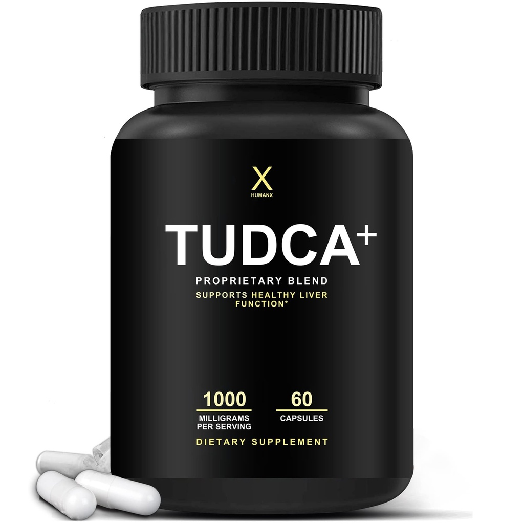 HUMANX TUDCA+ 1000mg Bile Salts Συμπλήρωμα στήριξης ήπατος, συμπλήρωμα καθαρισμού ήπατος και χοληδόχου κύστης - Vegan, μη ΓΤΟ - ΗΠΑ Made Easy to Swallow Caps - Taursodeoxycholic Acid Συμπληρώματα