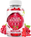Calcium Magnesium Zinc Gummies with Vitamin D3, Sugar Free Calcium Gummies for Women Men, Raspberry Flavor - 60 Count