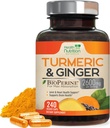 Turmeric Curcumin Supplement 2600mg - με Organic Ginger & Turmeric, 95% Κουρκουμινοειδή, BioPerine Μαύρο Πιπέρι για Καλύτερη Απορρόφηση, Vegan Κοινή Υποστήριξη, Μη-GMO, Εμφιαλωμένο στις ΗΠΑ - 240 Κάψουλες