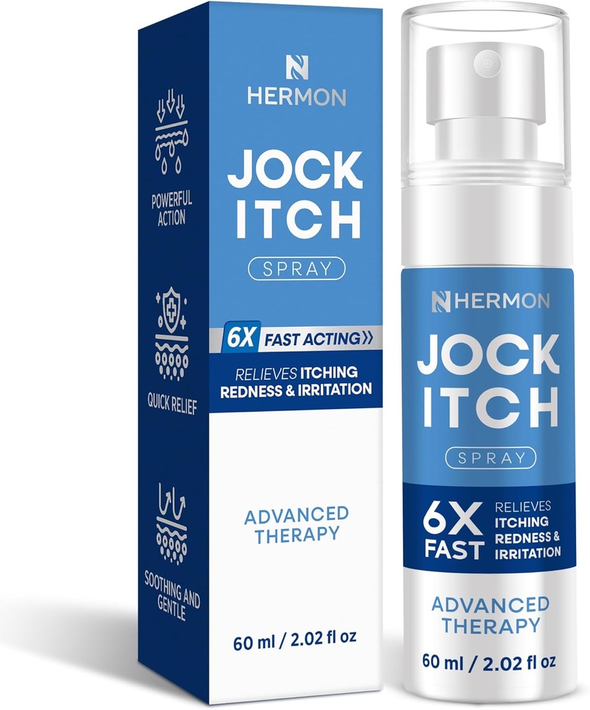 Hermon Jock Itch Spray για τους άνδρες: Ισχυρή θεραπεία για Jock Itch - επιπλέον υγρό ψεκασμού δύναμης παρέχει καταπραϋντικό - 2,02 Fl Oz (πακέτο του 1)