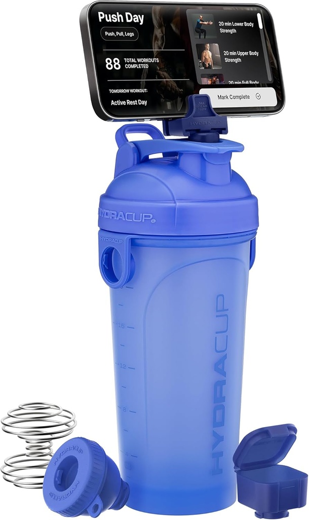 Hydra Cup JailBreak Bottle (1st Generation) - Free Your Shaker | Use as Tripod to Watch & Record Content | Mixes Shakes | Includes Phone Clip, Pill Container, Funnel, Shaker Bottle & Dual Mixers