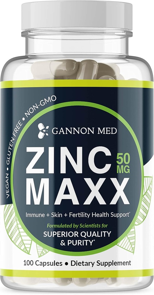 Zinc Maxx 100 κάψουλες, Zinc Gluconate ανοσοενισχυτικό ενισχυτή για την αναπαραγωγική υγεία, φροντίδα του δέρματος, & ανοσοενισχυτικό ενισχυτή - 3+ Μήνας προσφοράς 