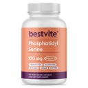 BESTVITE Phosphatidylserine 100mg ανά καψάκιο (120 κάψουλες χορτοφάγων) με πράσινο Sharp-PS® - Πατενταρισμένο και κλινικά ελεγμένο - Stearate Free - Χωρίς σόγια - Χωρίς γλουτένη - Vegan - Μη ΓΤΟ