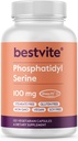 BESTVITE Phosphatidylserine 100mg ανά καψάκιο (120 κάψουλες χορτοφάγων) με πράσινο Sharp-PS® - Πατενταρισμένο και κλινικά ελεγμένο - Stearate Free - Χωρίς σόγια - Χωρίς γλουτένη - Vegan - Μη ΓΤΟ