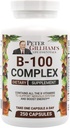 Ισορροπημένη Βιταμίνη B Complex 100mg 250 Κάψουλες, Ενέργεια και Μεταβολισμός Υποστήριξη. Περιέχει όλες τις βιταμίνες Β Peter Gillham's Life Essentials,