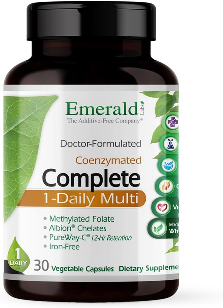 EMERALD LABS Complete 1-Daily Multi - Complete Multivitamin for Men & Women with Vitamin C, Methylated Folate, Whole-Food Blend & More for Immune Support, Bone Health & More* - 30 Vegetable Capsules