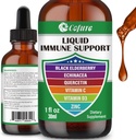 Zinc Quercetin Vitamin C D3 Liquid Immune Support with Organic Echinacea Elderberry, συμπλήρωμα για την άμυνα των ενηλίκων- Vegan, μη-GMO, Gluten Free - 1 FL Oz