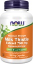 NOW Foods Milk Thistle Extract 750 mg Silymarin (600 mg), Μέγιστη Περιεκτικότητα - 90 Κάψουλες Veg