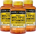 MASON NATURAL Daily Πολλαπλές Βιταμίνες με Ορυκτά - 24 Ουσιώδεις Βιταμίνες και Ορυκτά, Όλα σε Μία Πολυβιταμίνη, Υποστηρίζει τη συνολική υγεία, 60 δισκία (πακέτο των 3)