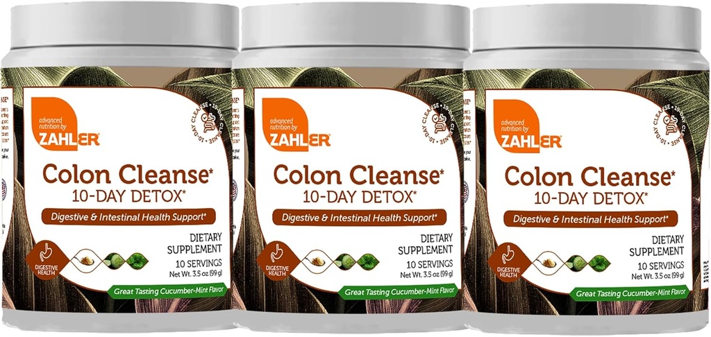 Zahler Colon Cleanse 10-Day Detox Cleanse - Αγγούρι άρωμα μέντα - Herbal Digestive Wellness - Colon Cleanser & Detox για το Κίνημα του Μπόουελ, Body Detox, Digestion Aid for Women and Men - 3,5 oz (3 Pack)