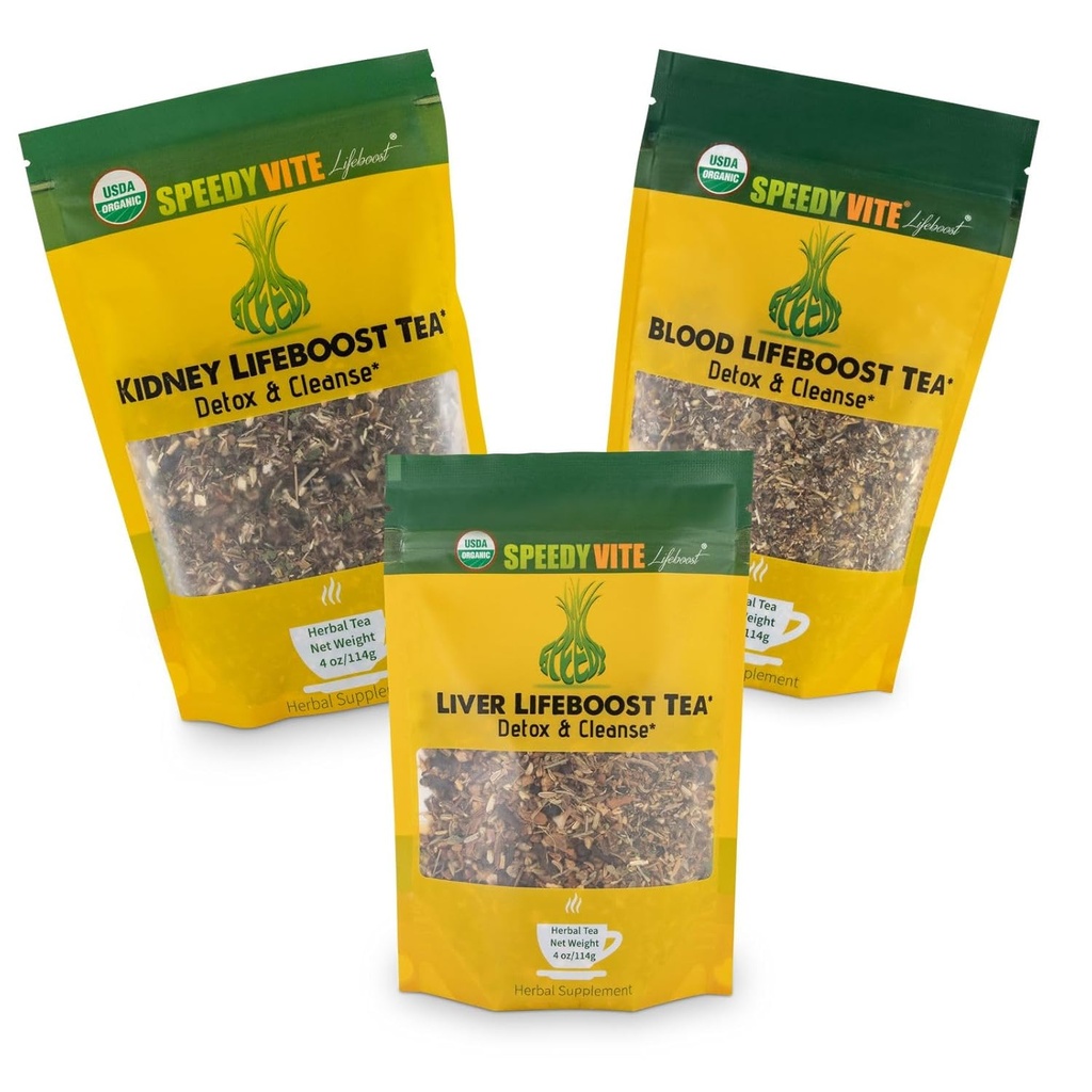 Speedyvite Τσάι Σύνολο Detox & Cleanse Combo: Καθαρισμός του αίματος Τσάι 4oz + Τσάι Kidney Bladder 4oz + Τσάι συκώτι Detox 4oz Φυσικό συμπλήρωμα βοτάνων