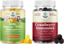 Πακέτο Φυτικών Ωμέγα 3 Gummies για τα παιδιά και Φυσικό Cranberry Gummies για τις γυναίκες και τους άνδρες - για την όραση Ανοσία και Focus Υποστήριξη - για την υγεία των ουροφόρων πτηνών